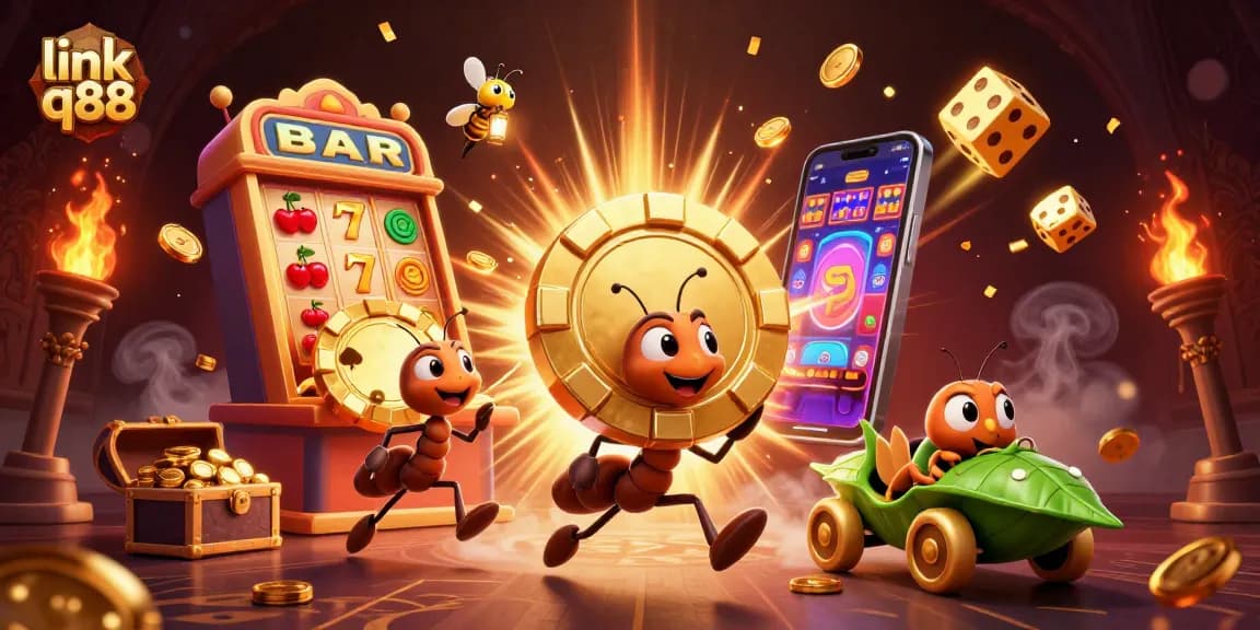 Engage with link q88's colorful casino heist scene featuring 3D characters and thrilling game elements.