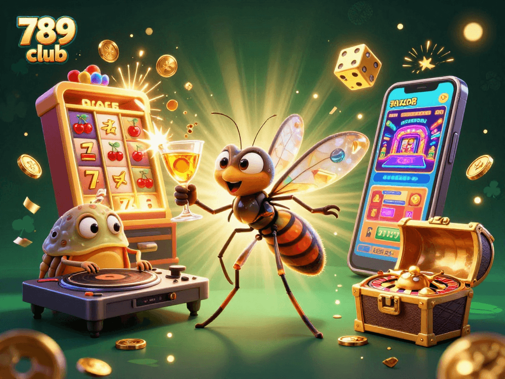 Experience thrilling wins at 789 club with a vibrant 3D casino scene featuring jackpots and gaming excitement.