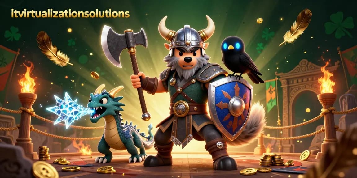 Experience dynamic play at itvirtualizationsolutions with our Viking warrior battling in a vibrant casino scene.