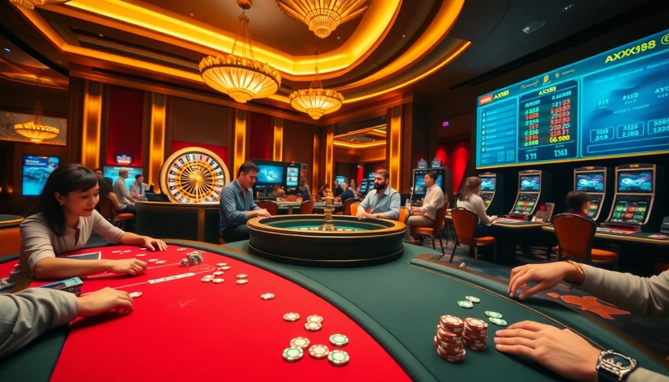Experience the excitement of gambling with AXX88 at lavish casino tables and vibrant games.