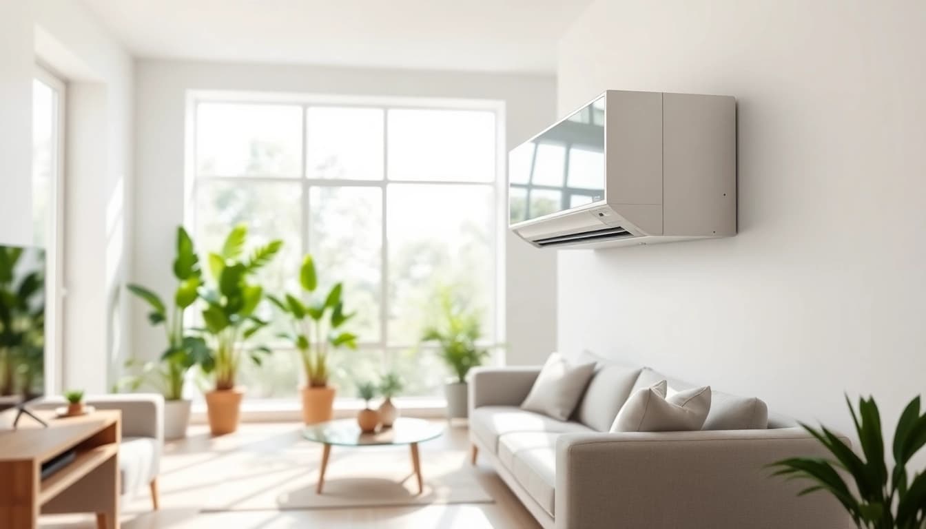 Optimize your space with a mini split ac elegantly installed in a sunlit living room.