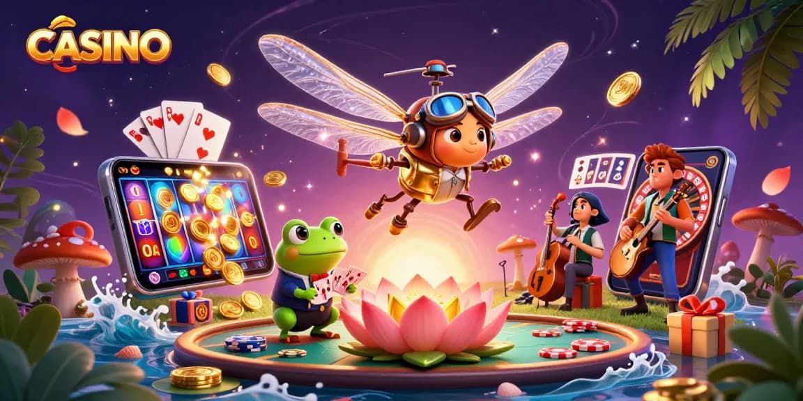 Engage with the CASINO experience featuring exciting games and vibrant characters in a rich 3D scene.