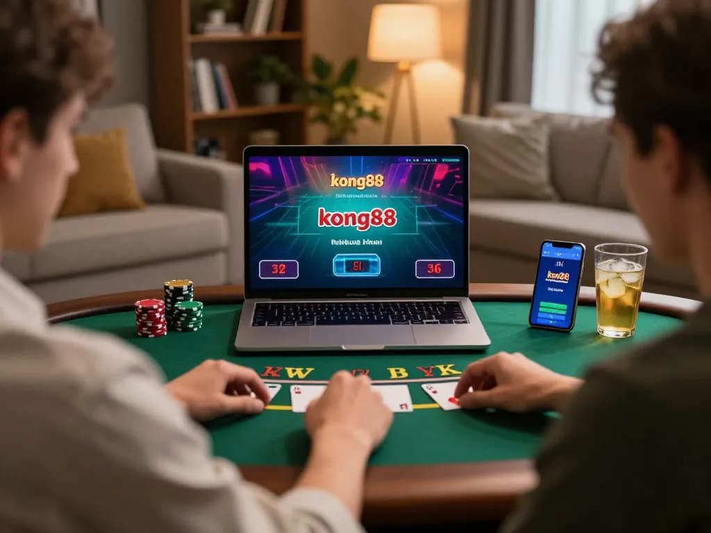 Engaging in a live dealer blackjack game on kong88 kon88, showcasing strategy and excitement at home.
