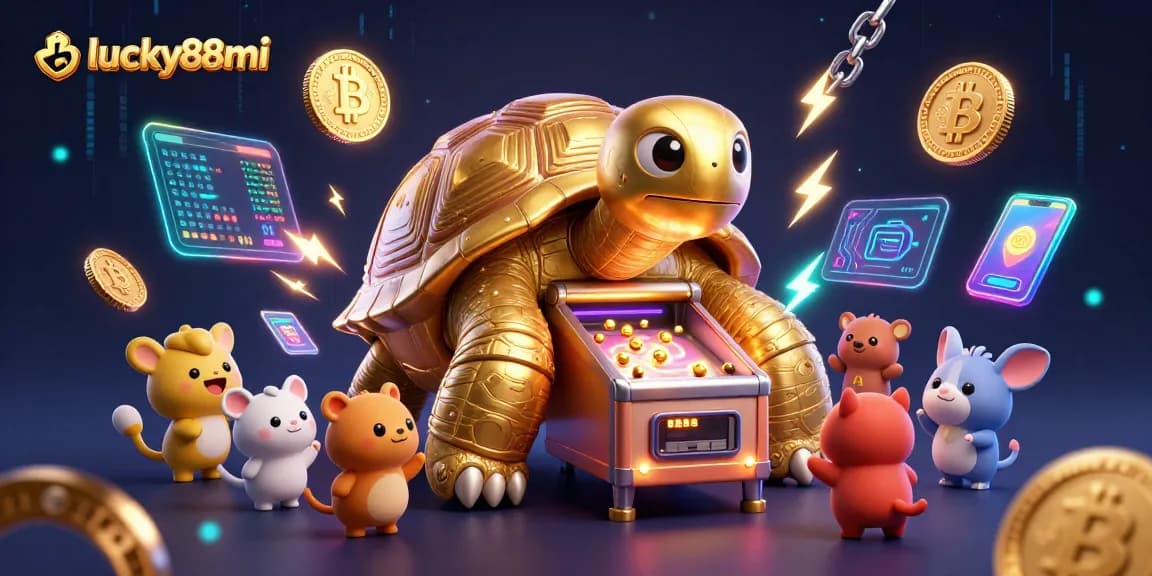 Win big at lucky88mi with exciting casino games and crypto options in a vibrant 3D illustration.