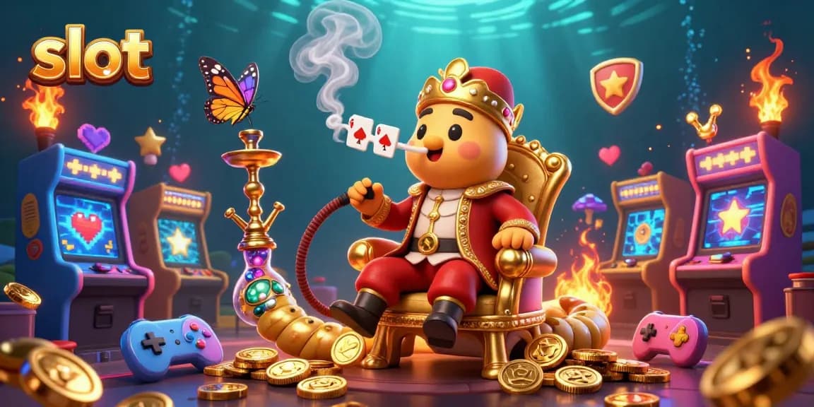 Experience exciting slot reels in this vibrant 3D casino illustration full of dynamic gaming elements.