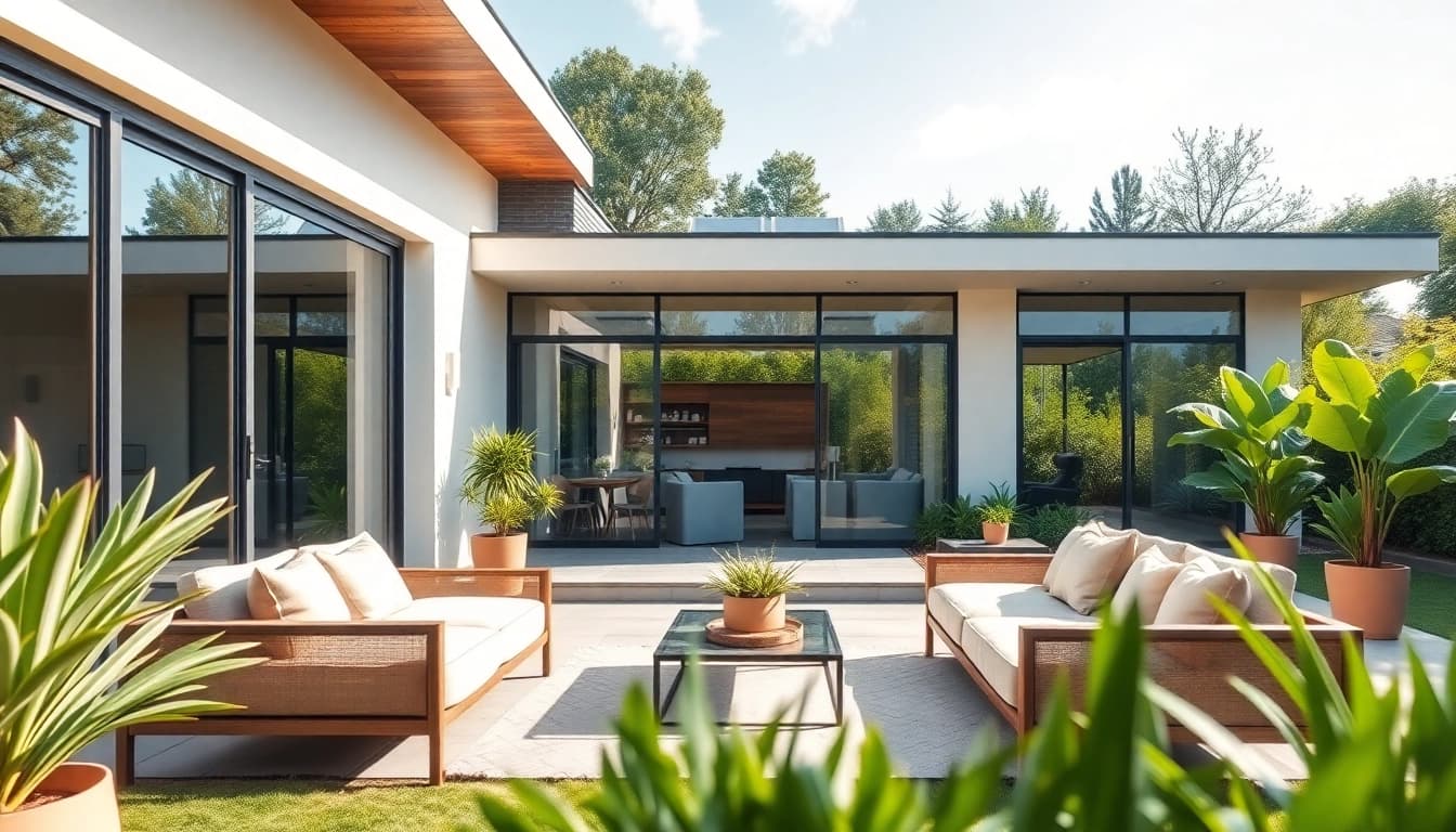 Highlighting custom residential architecture services in a beautifully designed modern home with a serene atmosphere.