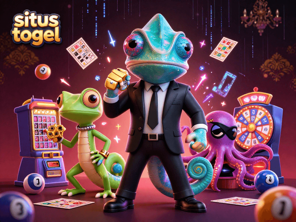Engage in exciting situs togel action with a thrilling lottery scene featuring cartoon characters and dynamic elements.