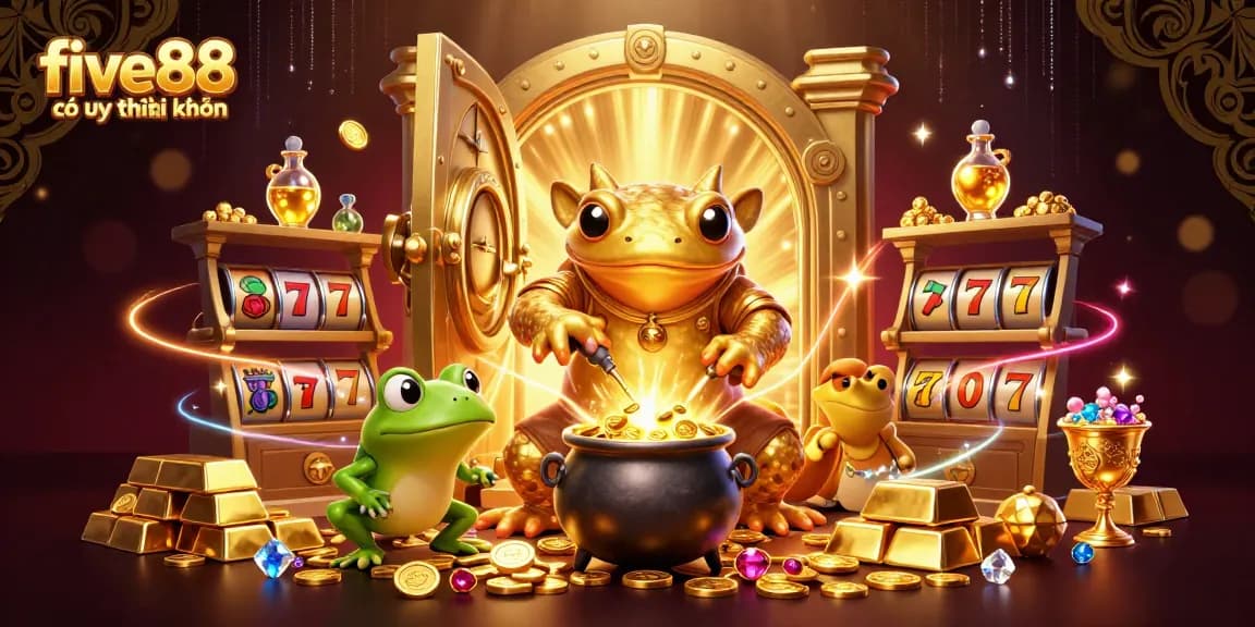 Experience the magic of five88 có uy tín không as a giant salamander transforms metals into gold.