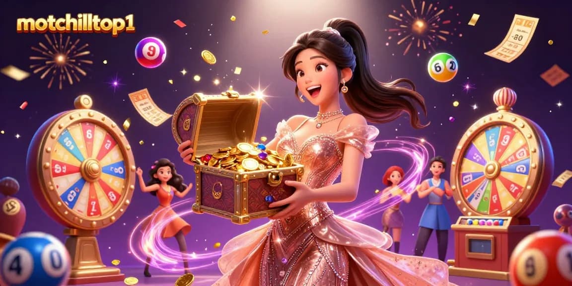 Join the fun at motchilltop1 playing exciting lottery games with vibrant elements and treasures!