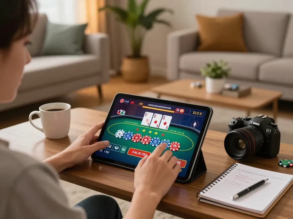 Engaging online gaming scene with a player focused on c168 poker table interface, emphasizing responsible gaming.
