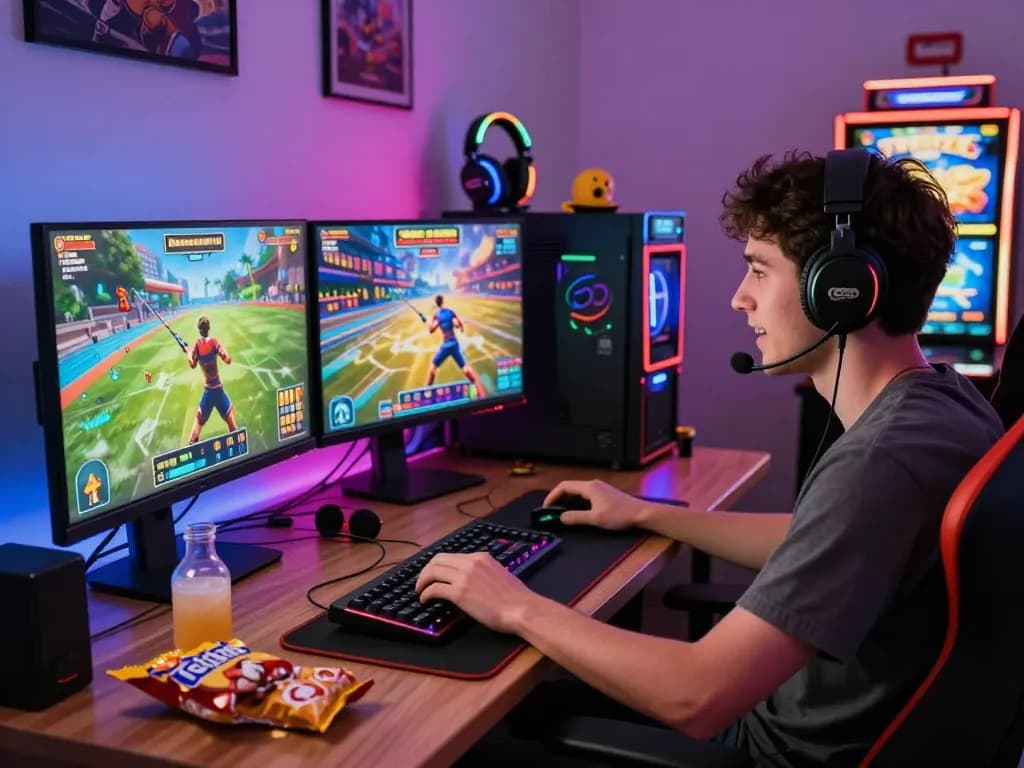 Player enjoying CWIN online games with vibrant setup, showcasing excitement.