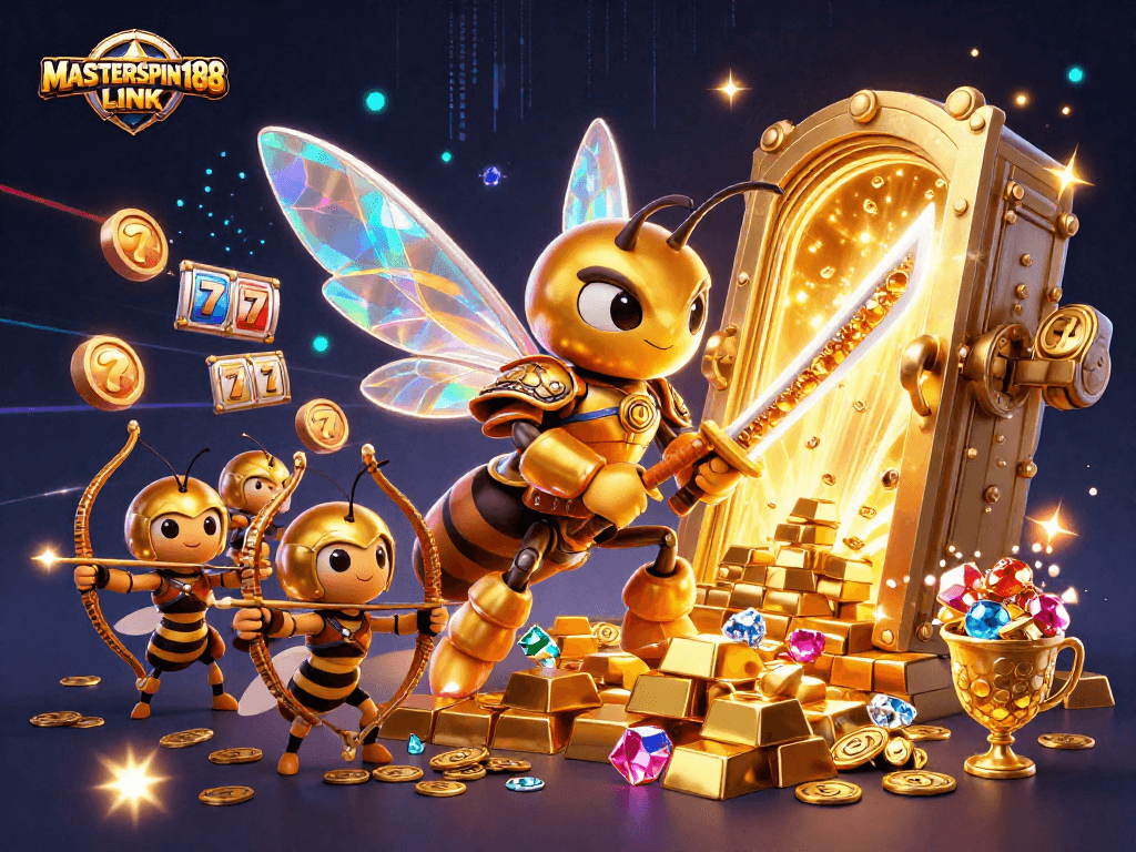 Experience the thrill of slots and jackpots with MASTERSPIN188 LINK in this vibrant casino scene.