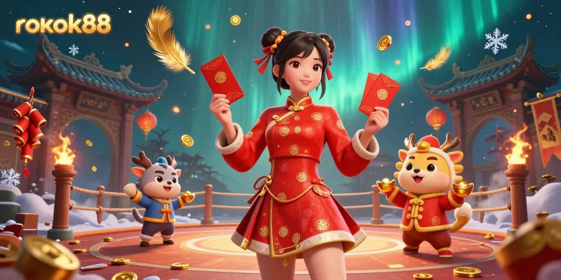 Experience the thrill of rokok88 with immersive 3D casino visuals featuring vibrant characters and dynamic gaming elements.
