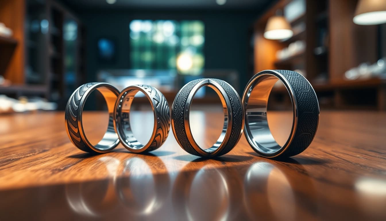 Explore stunning tungsten rings showcasing craftsmanship and unique designs in an elegant setting.