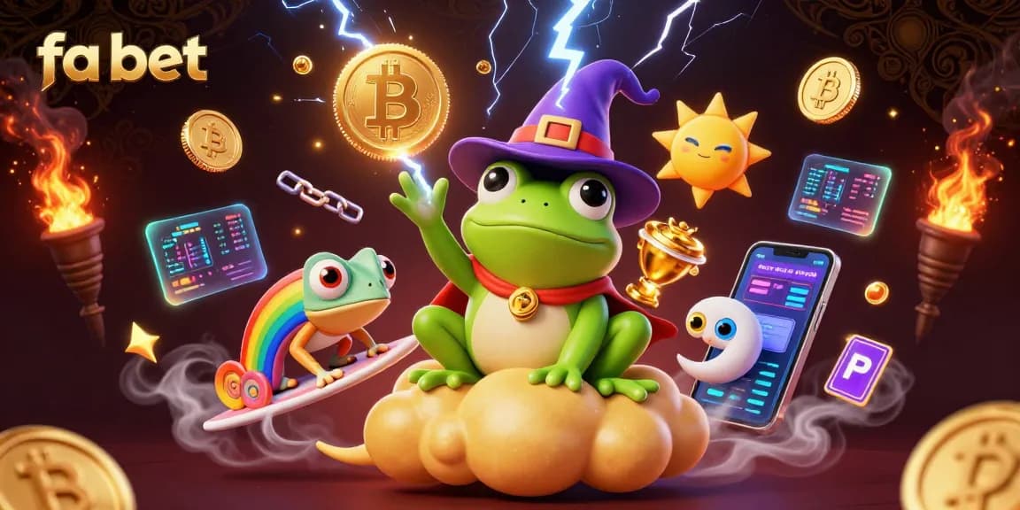Experience the thrill with fa bet as a wizard frog conjures golden coins in a dynamic gaming scene.