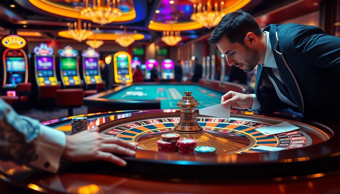 Exciting gambling scene at https://ps99seo.com/ featuring roulette, poker, and vibrant casino atmosphere.