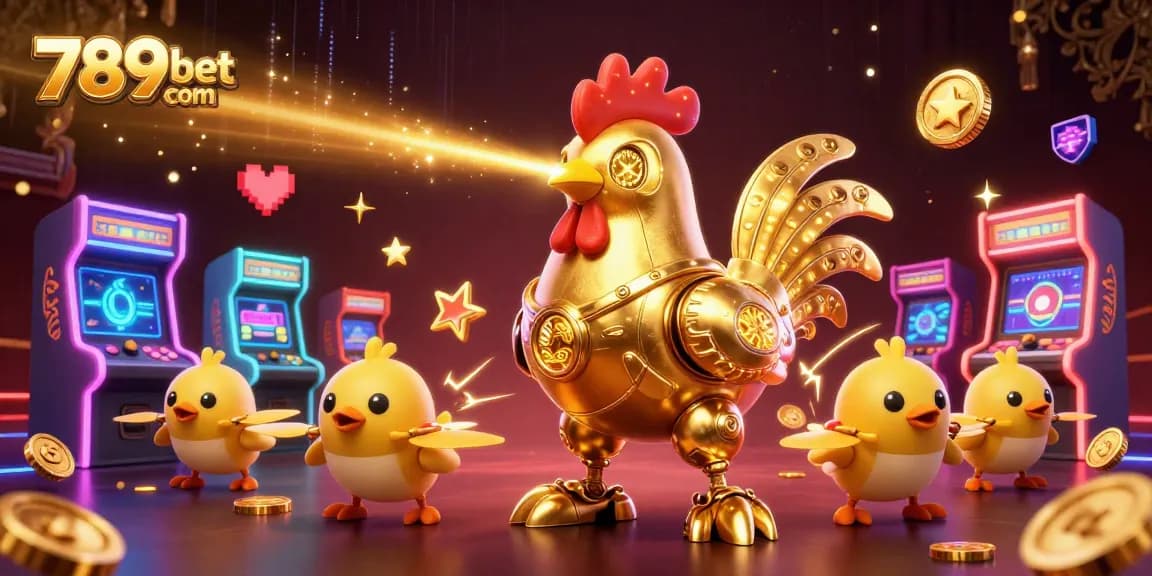 Experience thrilling gaming action on 789bet com with retro-futuristic characters and vibrant casino elements.