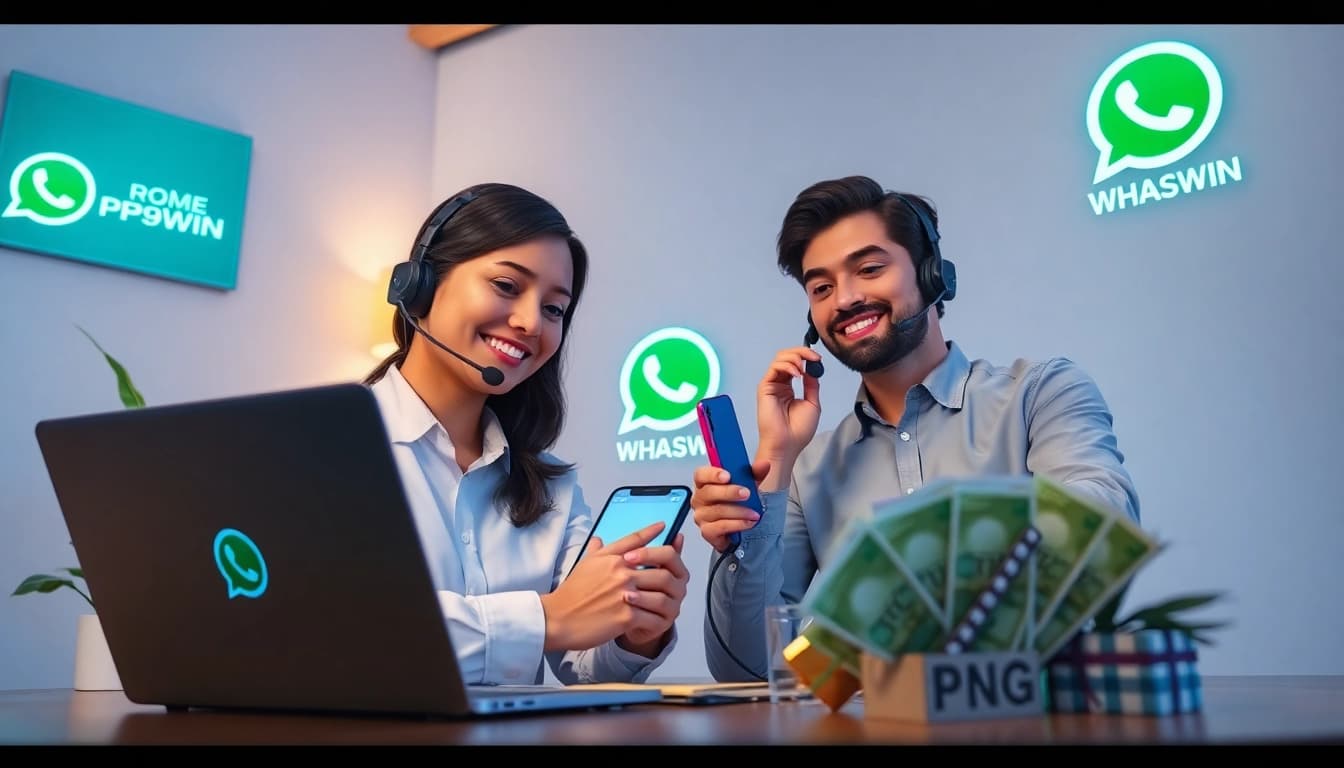 PP9WIN deposit guide: Customer service interaction via WhatsApp, showcasing friendly support and PNG currency.