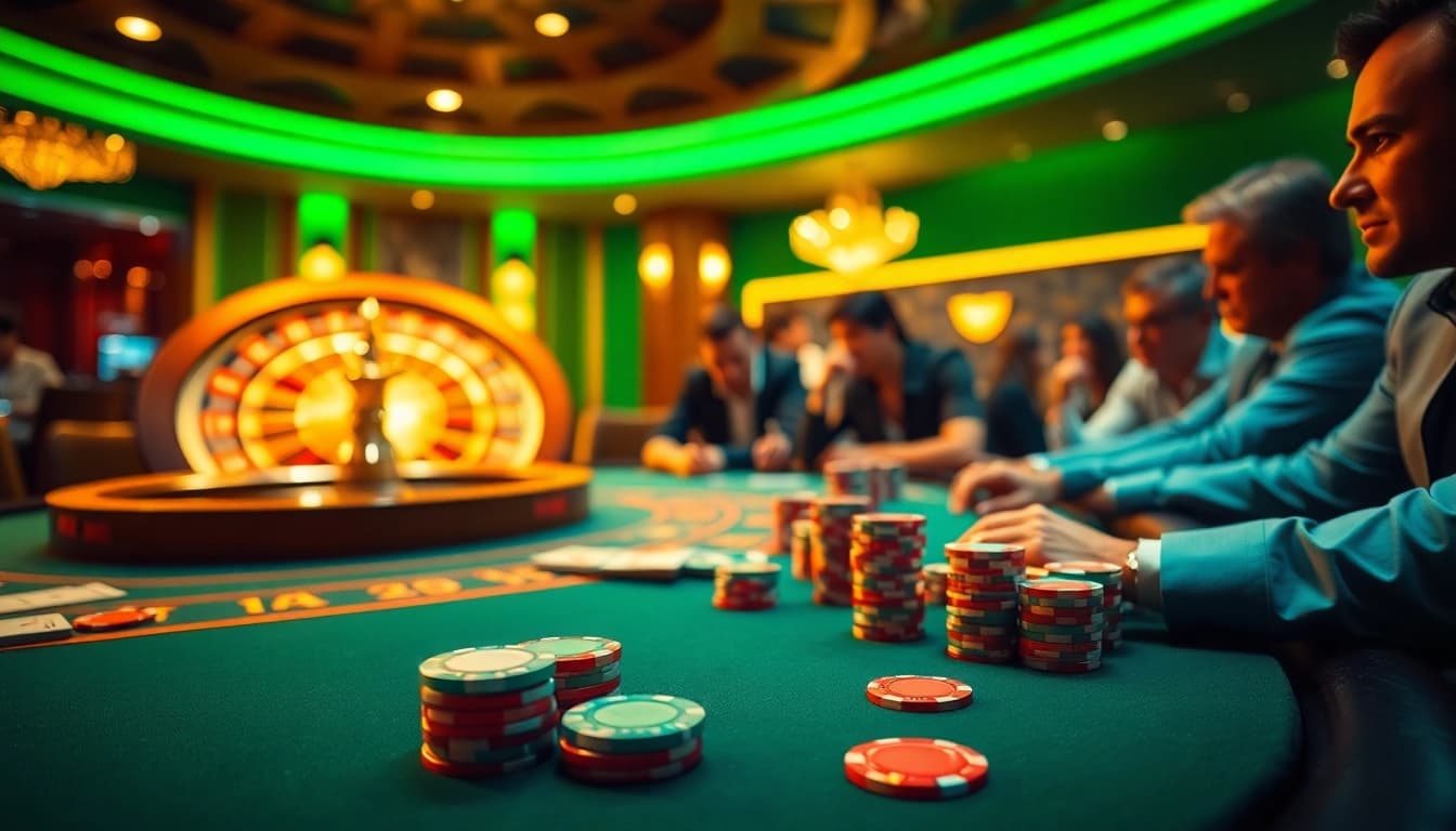 Experience the thrill of gambling at ALO 789 with vibrant poker chips and an exciting poker table.