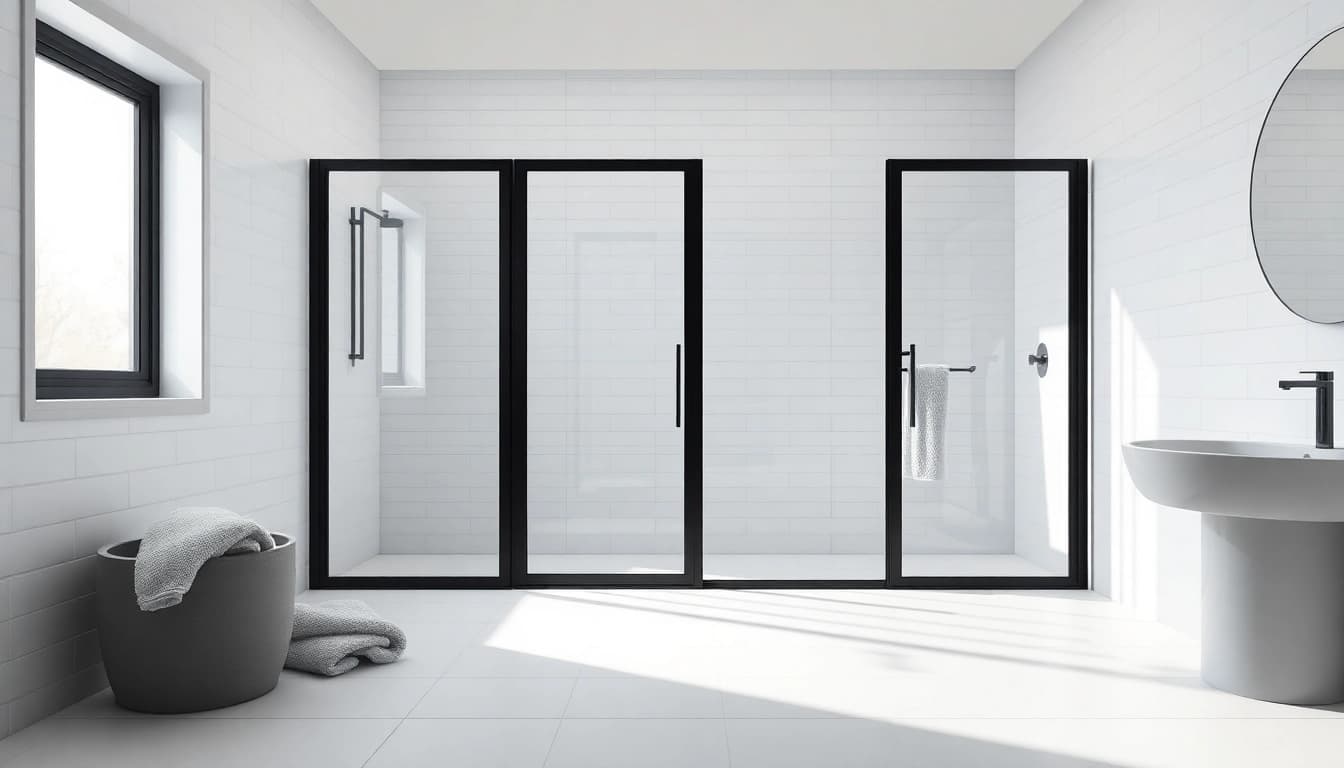 Enhance your bathroom with stylish black frame shower doors that blend elegance and functionality.