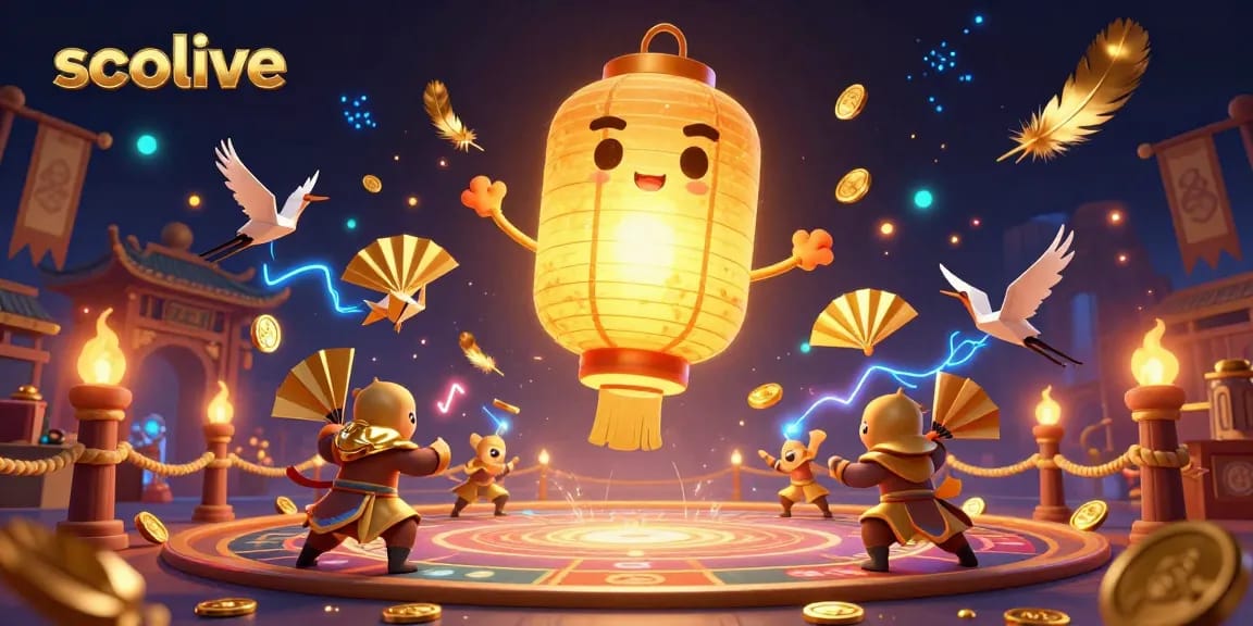 Socolive provides an exhilarating online gambling experience with a vibrant casino scene featuring golden lanterns and paper fan warriors.