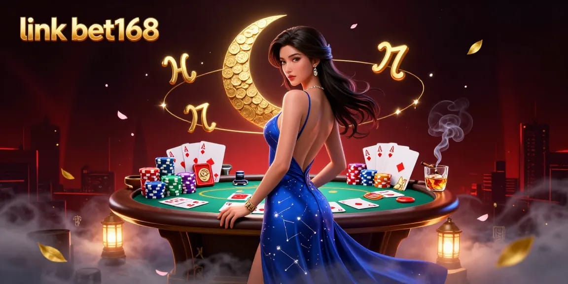 Engage with link bet168 at a vibrant casino with poker chips and a stunning Asian dealer.