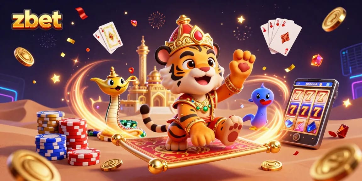 Engage in zbet gaming with a vibrant Arabian Nights-themed illustration showcasing casino excitement.