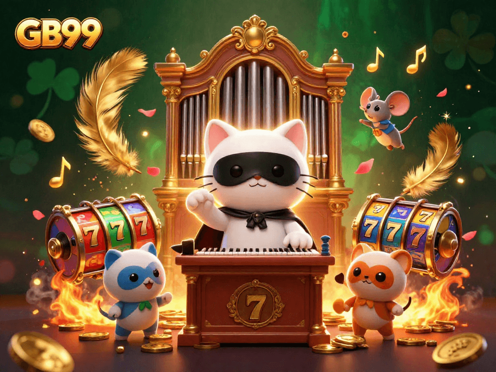Engage in thrilling gameplay with GB99 at a visually stunning casino-themed illustration.