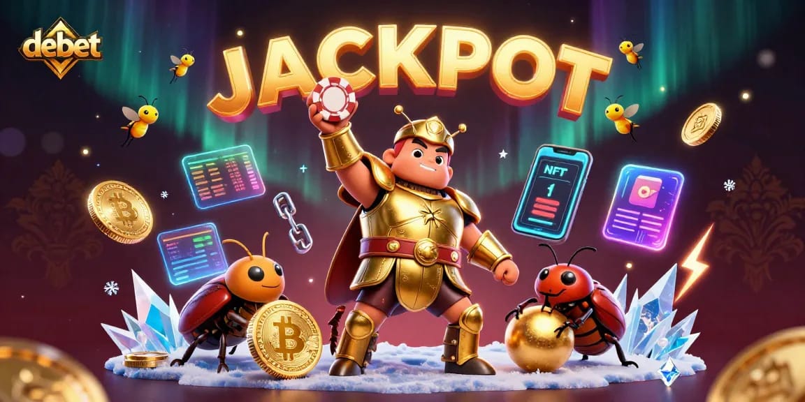 Join the debet battle for jackpot glory with 3D beetles and crypto treasures!