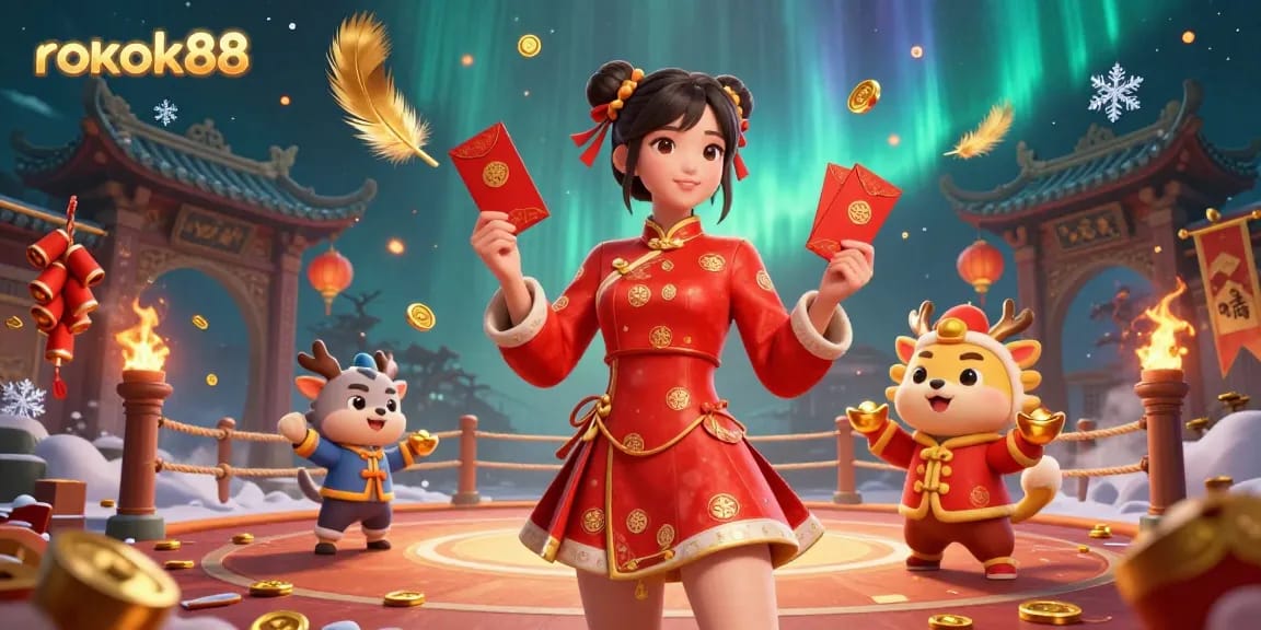 Experience the thrill of rokok88 with immersive 3D casino visuals featuring vibrant characters and dynamic gaming elements.