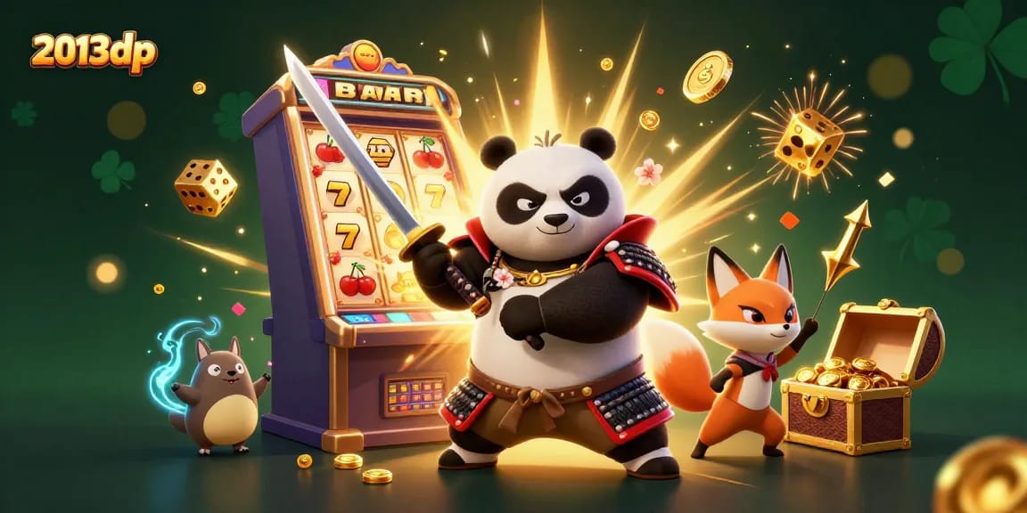 Experience the excitement of 2013dp with our vibrant casino adventure featuring cartoon samurai and fox.