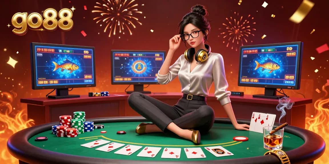 Engage in thrilling fish shooting games at go 88, featuring a vibrant scene with dynamic casino elements.