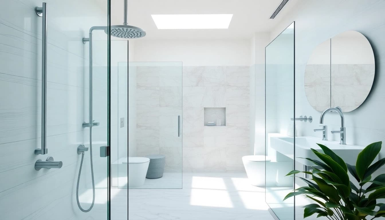Transform your bathroom with elegant showers featuring sleek designs and natural lighting.