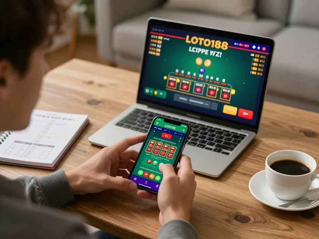 Player enjoying LOTO188 SO mobile casino app on smartphone in cozy home setting, showcasing live blackjack game.