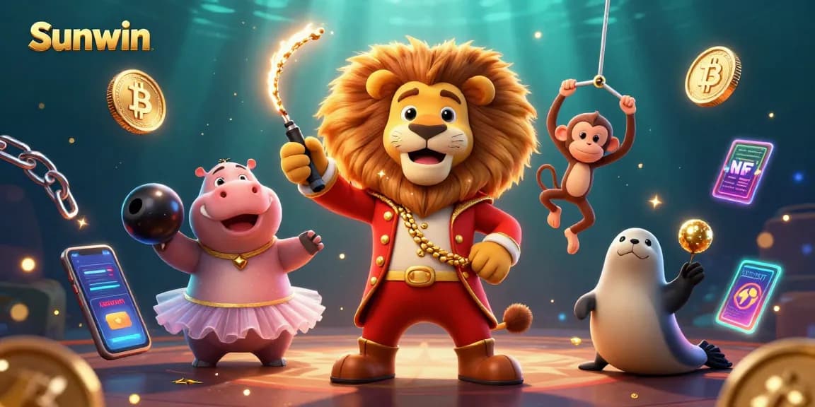 Engage in a lively crypto casino scene with Sunwin's vibrant characters and dynamic visual elements.