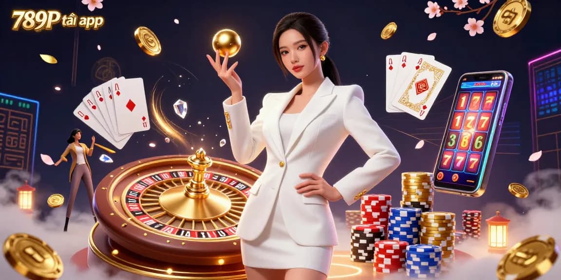 Experience the thrilling gaming world of 789P tải app with this vibrant casino illustration.