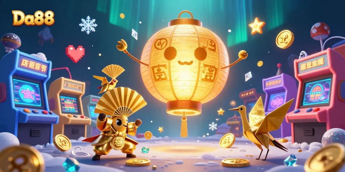 Experience thrilling gameplay with Da88 at a vibrant casino scene featuring colorful arcade elements.