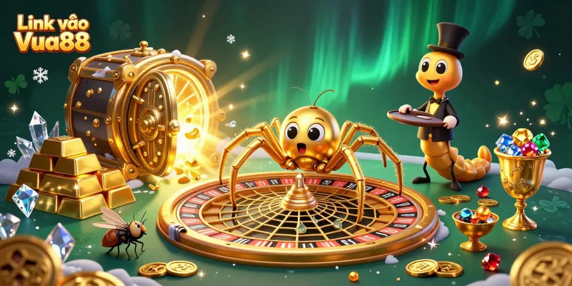 Engage with Link vào Vua88 and spin the roulette wheel in a vibrant casino scene.