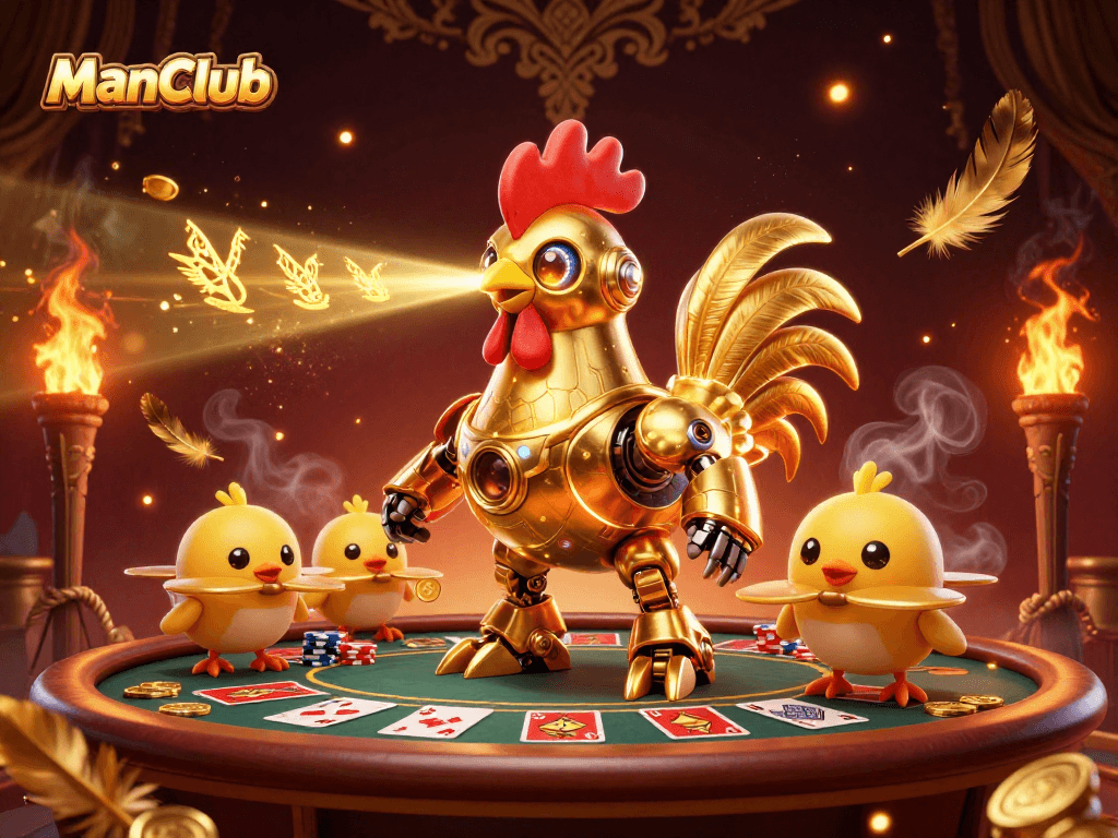 Engage with thrilling gameplay at ManClub, featuring a dynamic poker table scene.