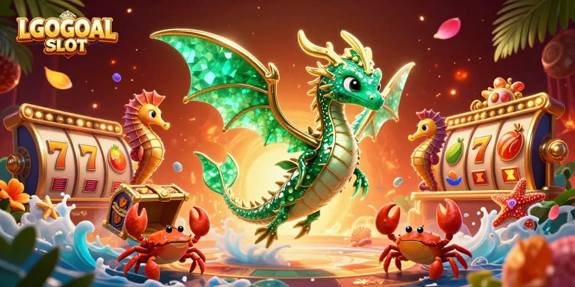 Experience thrilling gaming action with LGOGOAL SLOT featuring vibrant characters and dynamic elements in a lively casino scene.