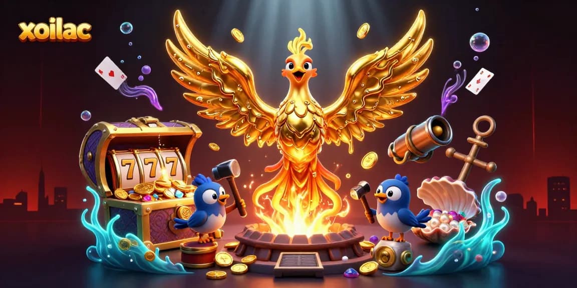 Experience top-tier gambling excitement with xoilac's dynamic casino scene featuring golden phoenix and rich game elements.