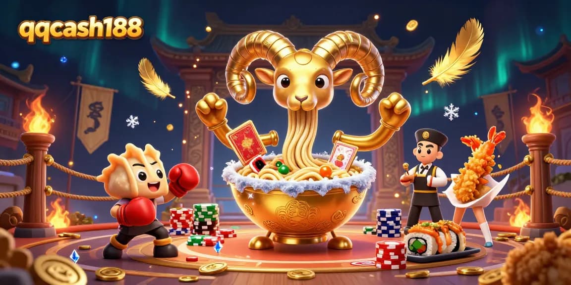 Engage with the vibrant casino scene featuring qqcash188's unique characters and game elements.