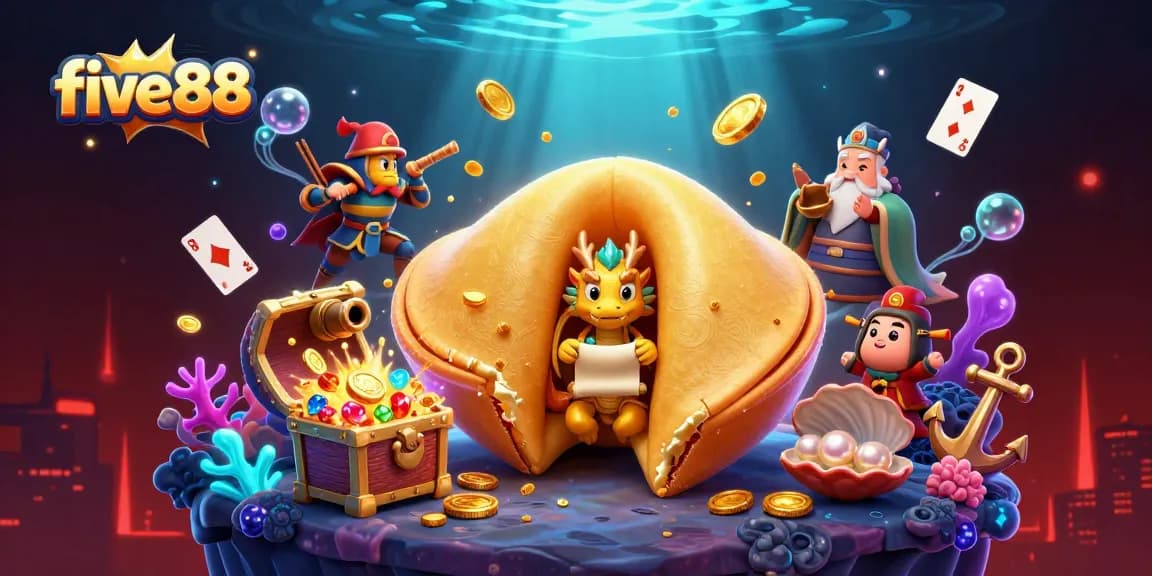 Experience thrilling adventures at five88 with a dynamic casino scene featuring magical characters and captivating game elements.