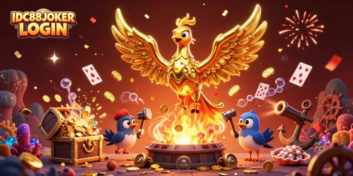 Experience the thrill of winning at IDC88JOKER LOGIN with this vibrant casino illustration.