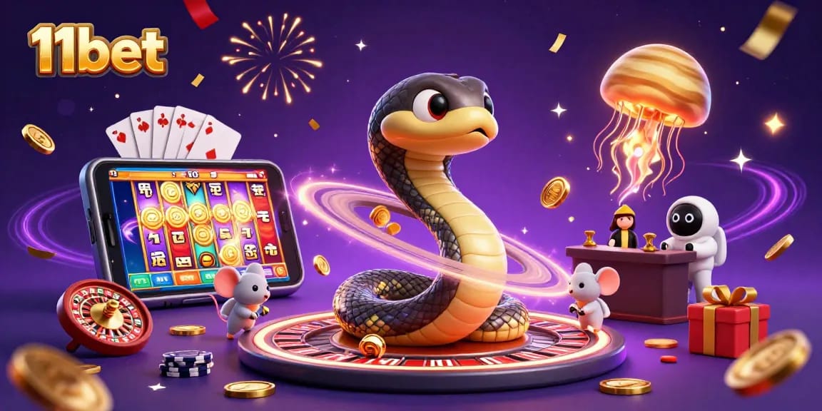 11bet players engage in vibrant casino-themed festivities with unique cosmic elements.