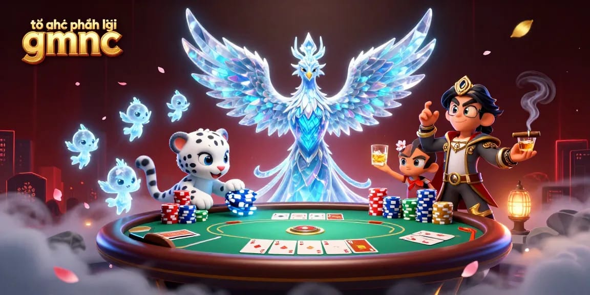 Engage in thrilling poker with the vibrant scene featuring the organization "tổ chức pháp lý gmnc" leading the action.