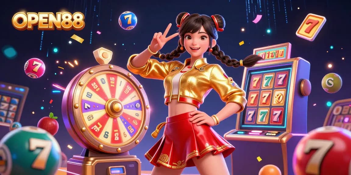 Experience thrilling gameplay at OPEN88 with vibrant casino elements and joyful energy.