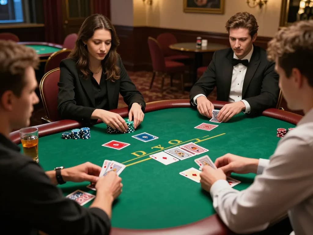 Engaged players at RIKVIP poker table showcasing dynamic gameplay and strategic betting.