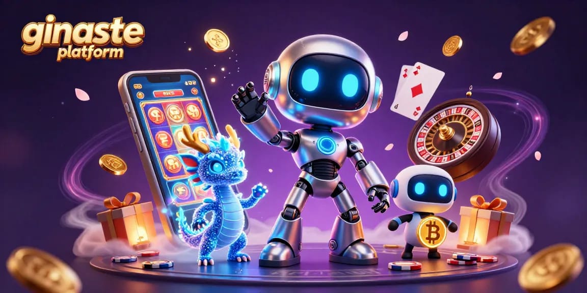 Engage with the ginaste platform through vibrant gaming visuals showcasing immersive betting elements and characters.