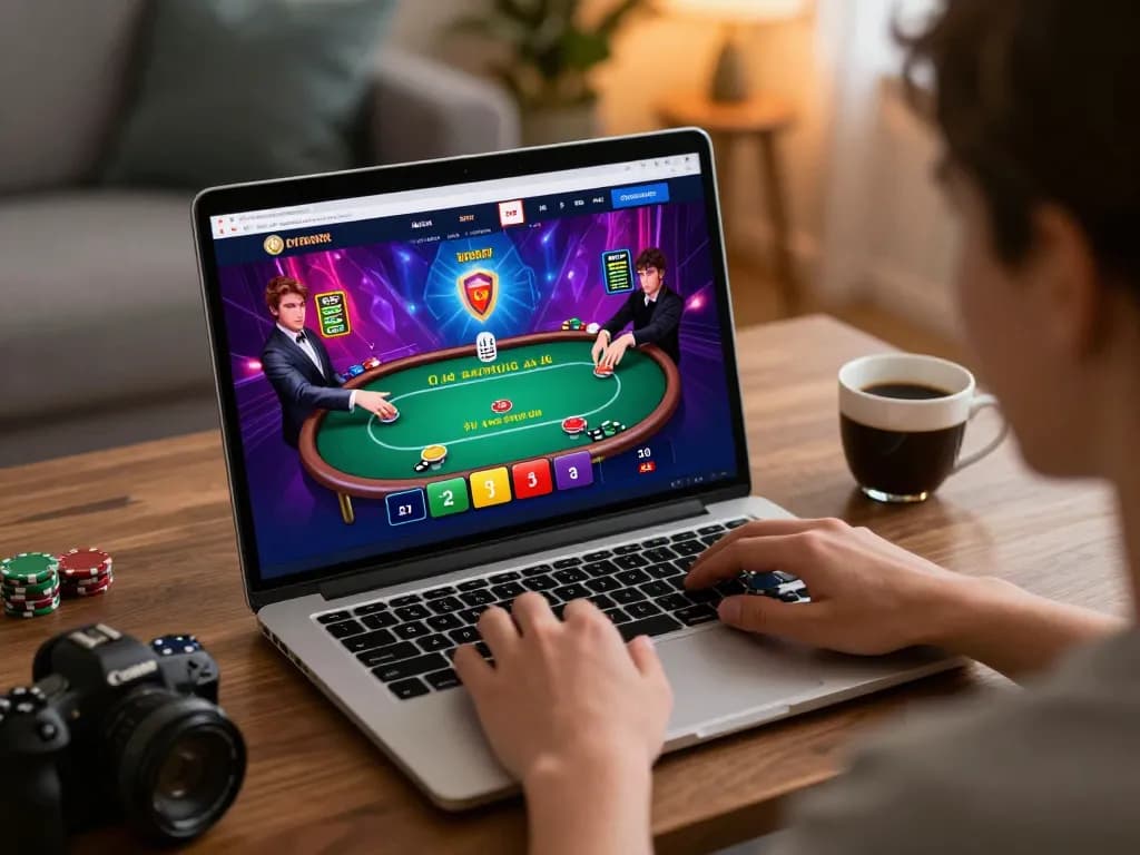 Player actively engaging with SC88 casino game on laptop, showcasing strategic gameplay and betting options